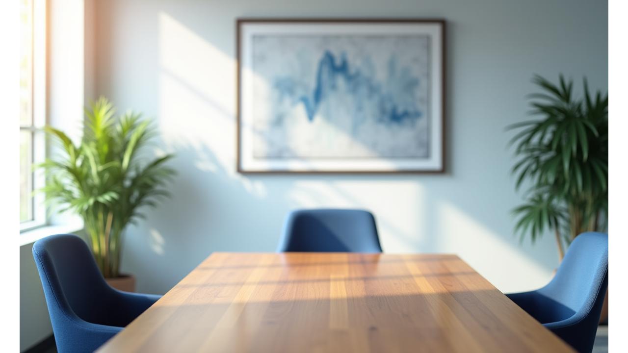 Professional office environment at Advitize Financial Solutions with a modern desk and two chairs, hinting at a confidential financial discussion.