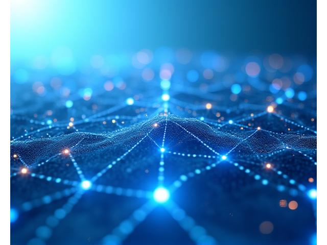 Abstract image representing blockchain technology, glowing lines connecting nodes, symbolizing secure digital transactions and financial growth.