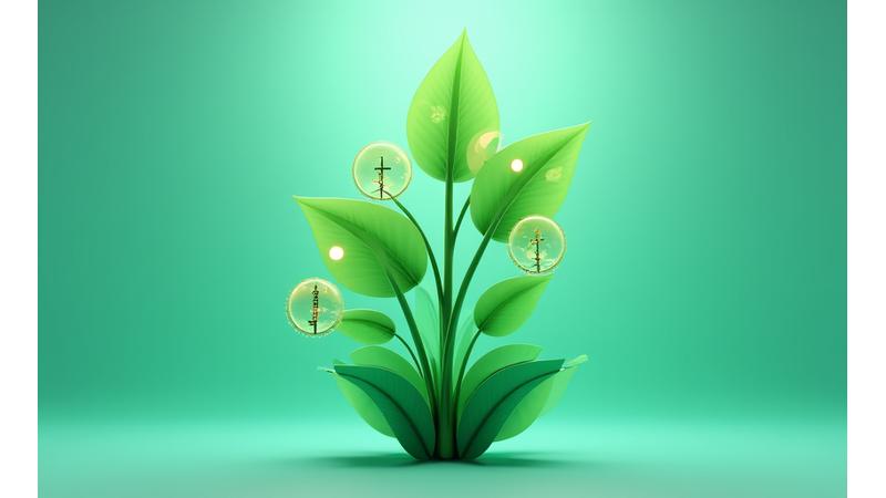 Illustration of diverse investment icons with a plant growing out, symbolizing growth and variety in ESG investments.