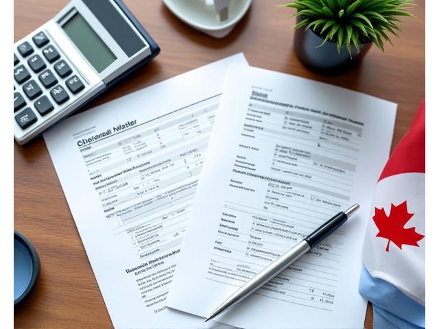 Financial documents and a Canadian flag, representing tax planning
