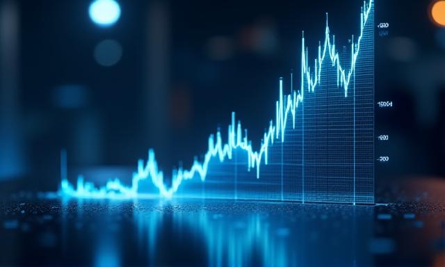 Glowing stock market graph on a screen