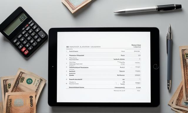 Calculator, Canadian currency, and a pen on a table
