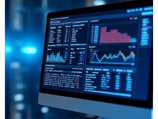 Image of a financial dashboard with charts and data on a monitor